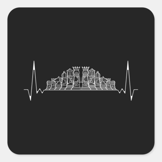 Sticker Carré Coeur des échecs (Devant)