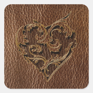 Sticker Carré Coeur en cuir