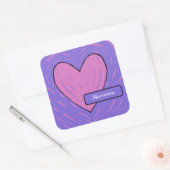 Sticker Carré Cœur en patchwork rose (Enveloppe)