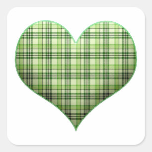 Sticker Carré Coeur en puffin vert rétro St Patrick retro Sq