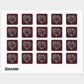 Sticker Carré Coeur et Roses Steampunk (Feuille)