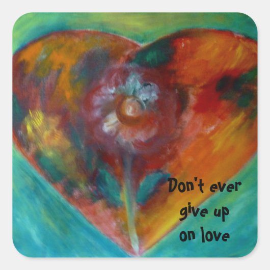 Sticker Carré coeur fleuri (Devant)