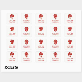 Sticker Carré Cœur Floral Rose Romantique Valenti