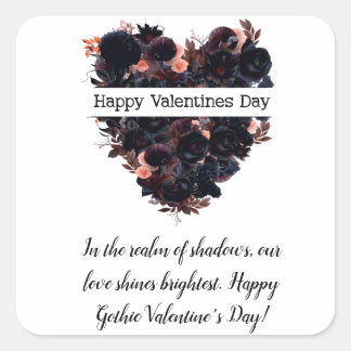 Sticker Carré Coeur gothique fait de fleurs noires. Un romantism
