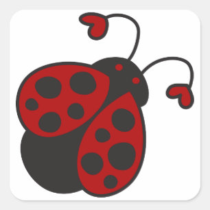 Sticker Carré Coeur Ladybug