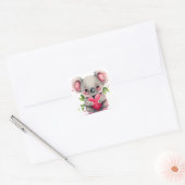 Sticker Carré Cœur Mignon Koala Saint-Valentin (Enveloppe)