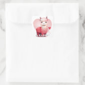 Sticker Carré Cœur Mignon Lama Rose Saint Valentin (Sac)