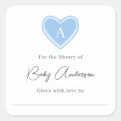 Sticker Carré Coeur monogramme de la plaque de baby shower (Devant)