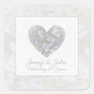 Sticker Carré Cœur pour les 60 ans de mariage diamant