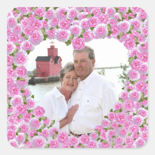 Sticker Carré Coeur rose (Devant)