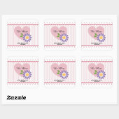 Sticker Carré Coeur rose et Fleur Valentine (Feuille)