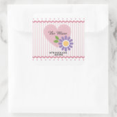 Sticker Carré Coeur rose et Fleur Valentine (Sac)