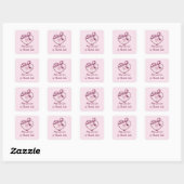 Sticker Carré Coeur rose et ruban (Feuille)