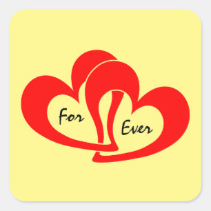 Sticker Carré Cœur rouge pour toujours Saint-Valentin personnali
