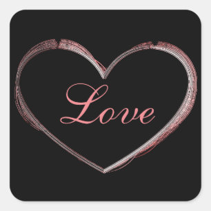 Sticker Carré Coeur tendance Grey Calligraphie Amour Mariage