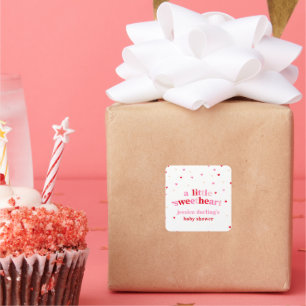 Sticker Carré Coeur Valentine Thème Baby Girl Douche