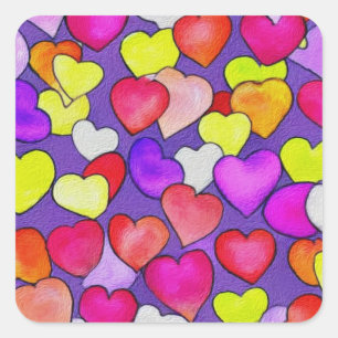 Sticker Carré Coeurs