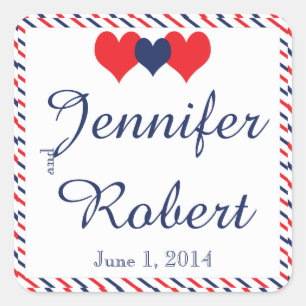 Sticker Carré Coeurs americana épousant le joint d'enveloppe