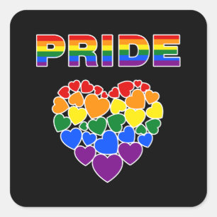 Sticker Carré Cœurs arc-en-ciel LGBTQ de la FIERTE