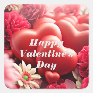 Sticker Carré Coeurs d'amour