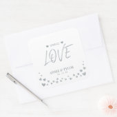 Sticker Carré Coeurs d'argent répandent l'amour mariage Faveur (Enveloppe)