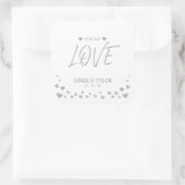 Sticker Carré Coeurs d'argent répandent l'amour mariage Faveur (Sac)