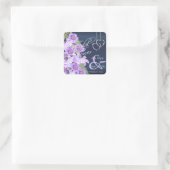 Sticker Carré Coeurs d'argent sur Lavender & Navy Satin (Sac)