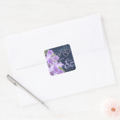 Sticker Carré Coeurs d'argent sur Lavender & Navy Satin (Enveloppe)