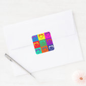 Sticker Carré Coeurs d'art pop (Enveloppe)