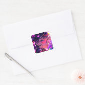 Sticker Carré Coeurs de fille Anime (Enveloppe)