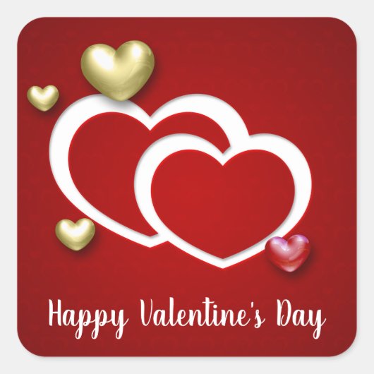 Sticker Carré Coeurs de la Saint Valentin Rouge moderne (Devant)