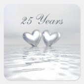 Sticker Carré Coeurs de l'anniversaire d'argent (Devant)