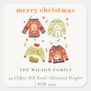 Sticker Carré Coeurs de Noël mignonnes Lafy laide Sweater Adress