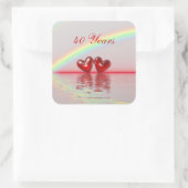 Sticker Carré Cœurs de rubis du 40e anniversaire (Sac)