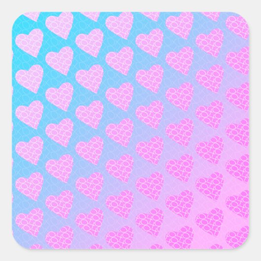Sticker Carré Coeurs de scintille rose et bleu Valentines (Devant)