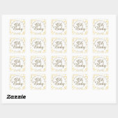 Sticker Carré Coeurs d'or Oh Baby shower Favoriser (Feuille)
