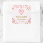 Sticker Carré Coeurs d'or rose Baby shower d'anniversaire amoure (Sac)
