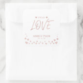 Sticker Carré Coeurs d'or rose répandre l'amour mariage Faveur (Sac)