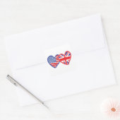 Sticker Carré Coeurs du drapeau américain/Union Jack (Enveloppe)