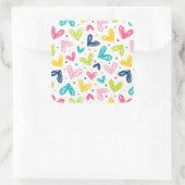 Sticker Carré Coeurs et points en style doodé (Sac)
