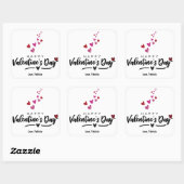 Sticker Carré Coeurs griffés Saint-Valentin Script Red Pink (Feuille)