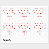 Sticker Carré Coeurs Heureuses Saintes-Valentin sur une chaîne (Feuille)