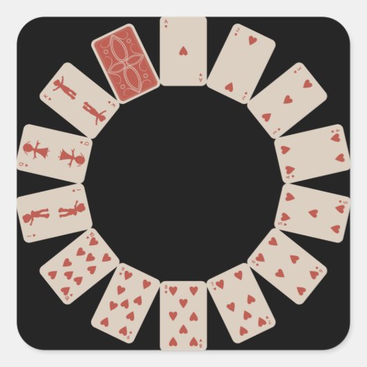 Sticker Carré Coeurs Jouer aux cartes Cercle (Devant)