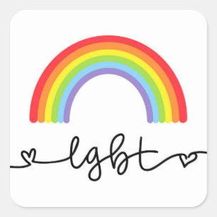 Sticker Carré Coeurs LGBT et arcs-en-ciel