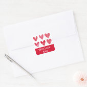 Sticker Carré Coeurs mignons en rouge et rose avec texte (Enveloppe)