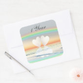 Sticker Carré Coeurs papier du 1er anniversaire (Enveloppe)