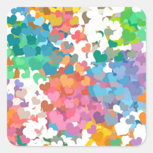 Sticker Carré Coeurs Pastel Confetti