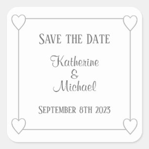Sticker Carré Coeurs romantiques Moderne Blanc Simple Mariage