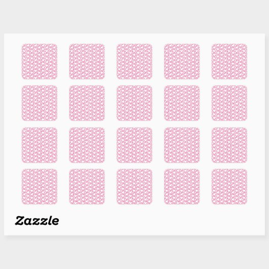 Sticker Carré Coeurs roses chauds (Feuille)