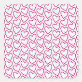 Sticker Carré Coeurs roses chauds (Devant)
